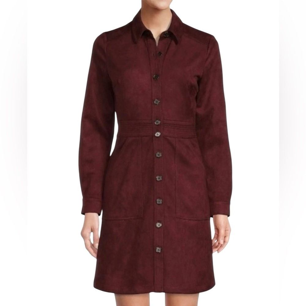 a loves a Suede Merlot S Long Sleeve Dress